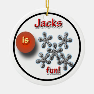 Jackar spelar för barn julgransprydnad keramik