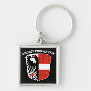 Jackat Arm av Garmisch-Partenkirchen, Tyskland Fyrkantig Silverfärgad Nyckelring