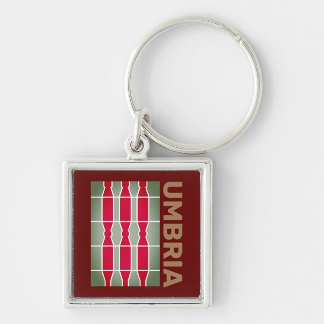 Jackat Arm/ flagga av Umbrien, Italien Fyrkantig Silverfärgad Nyckelring (Framsidan)