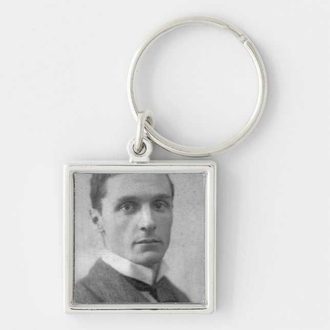 Jackbackar Fyrkantig Silverfärgad Nyckelring (Framsidan)