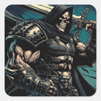 Jacked Necromancer Warrior Fyrkantigt Klistermärke