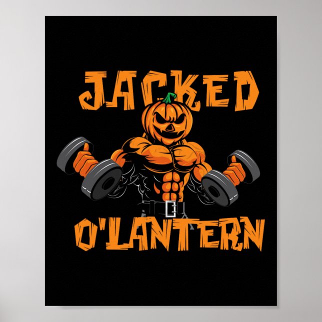 Jacked O'lantern Halloween Gym Workout Lyfts Pum Poster (Framsidan)