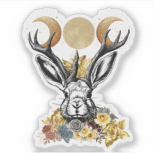 Jackelope Måne Goddess Sticker Klistermärken