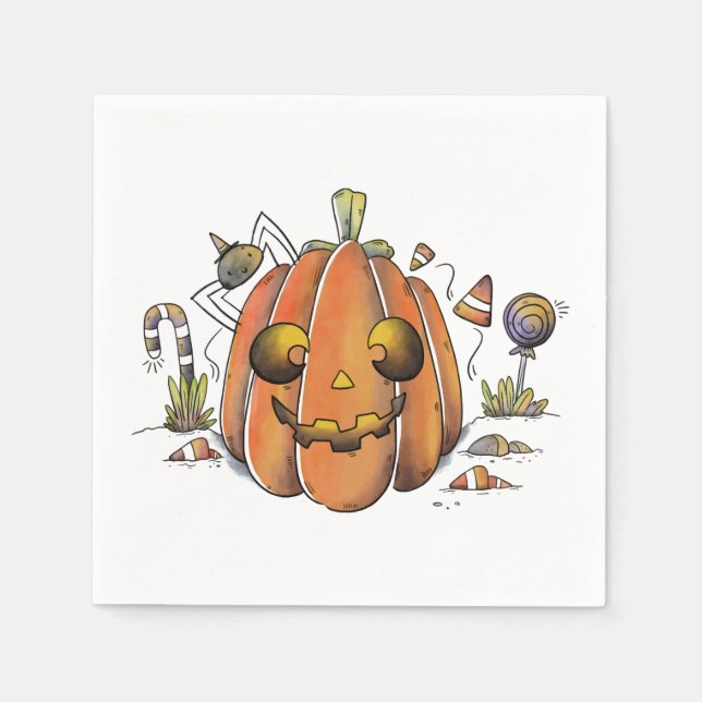 Jacken Cute Watercolor o'lantern Pappersservett (Framsidan)