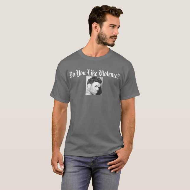 Jacken Dempsey - gillar du våld? Mörk T-tröja T-shirt (Hel framsida)