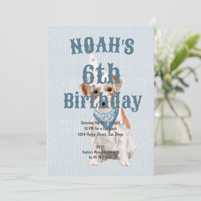 Jacken Russell Hund Age Blue Birthday Inbjudningar (Stående Fram)