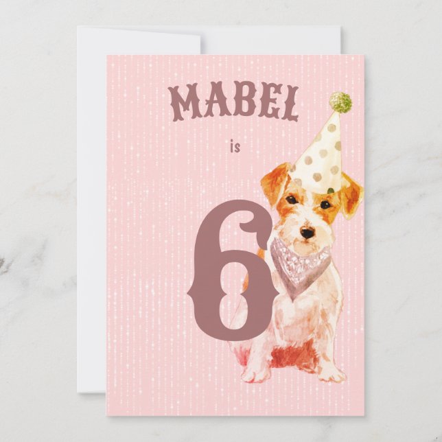 Jacken Russell Hund Ålder Rosa födelsedag Inbjudningar (Baksida)