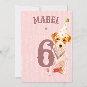 Jacken Russell Hund Ålder Rosa födelsedag Inbjudningar