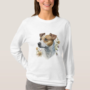 Jacken Russell Hund för Blommigt av färgen Cute Co T Shirt