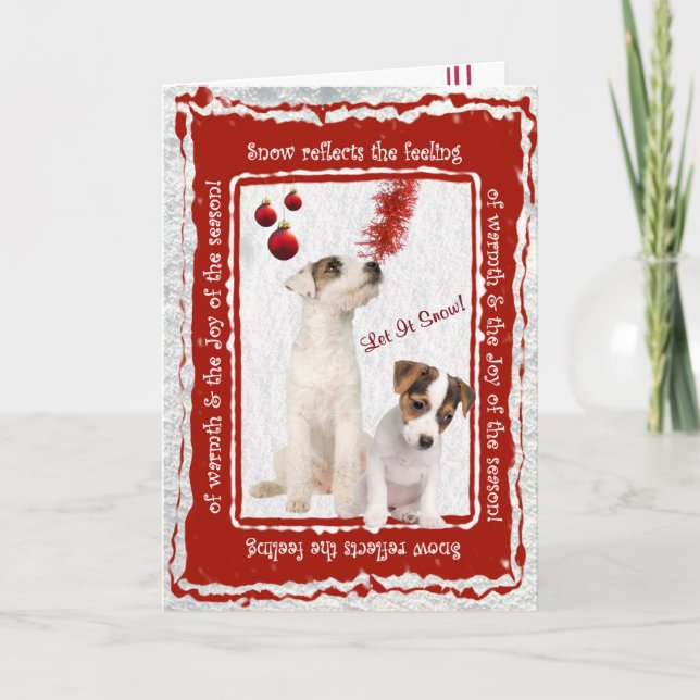 Jacken Russell låt det snöa hälsningen - anpassade Helgkort (Framsida)