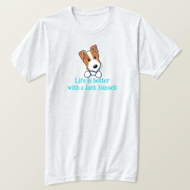 Jacken Russell Life är bättre T Shirt (Design framsida)