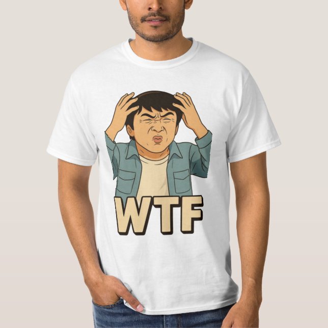 Jackie Chan WTF Meme T-Shirt - Ghibli Art Stil (Framsida)