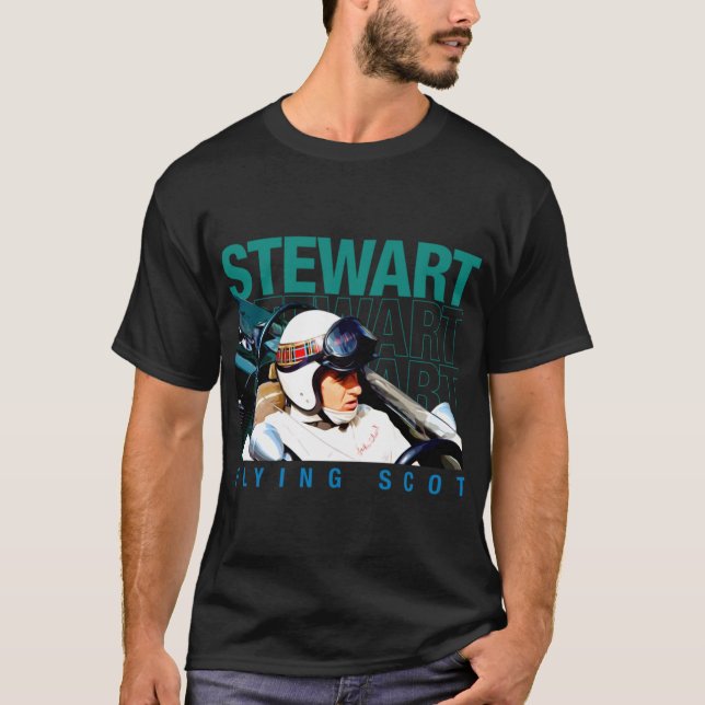 Jackie Stewart helmet F1 Champion 60s 70s T Shirt (Framsida)