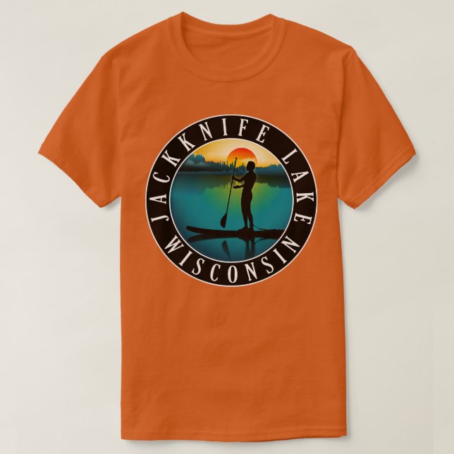 Jackkniv Sjö Wisconsin Paddleboarding T Shirt (Design framsida)