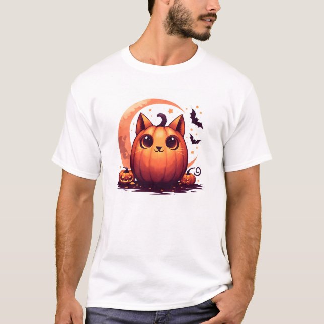 Jack'O'Lantern Cat T Shirt (Framsida)