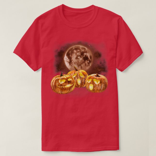 Jackolantern Howling vid Måne JackOLantern T Shirt (Design framsida)