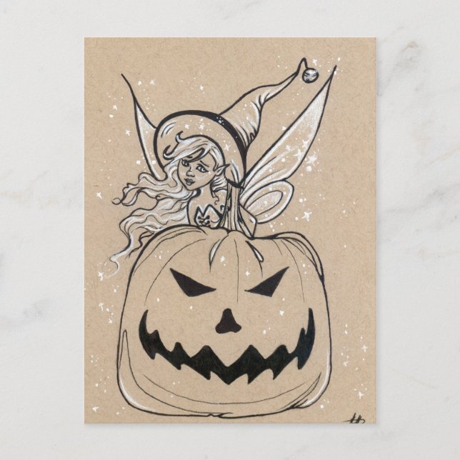 Jackolatern Fairy Halloween-vykort Vykort (Framsida)