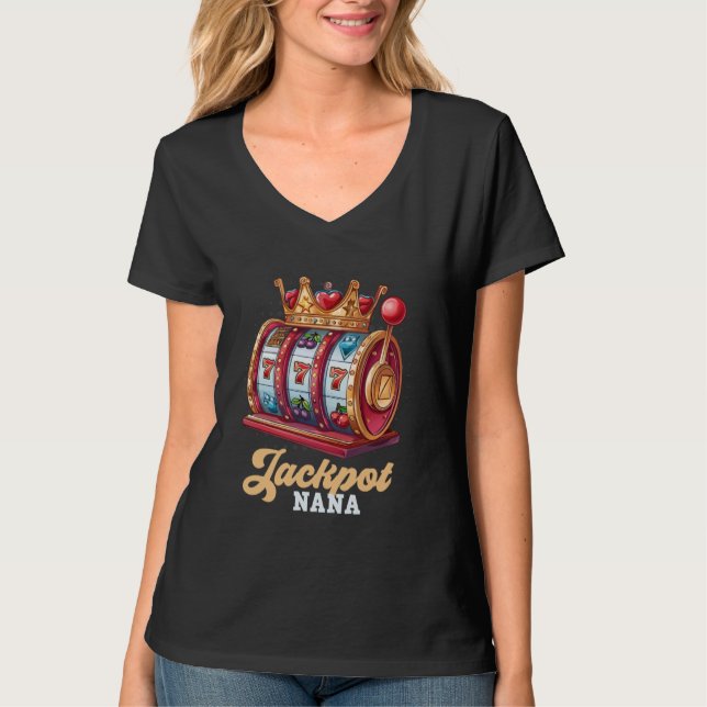 JACKPOT Granny Slot Maskin Spelare Casino Grandma T Shirt (Framsida)