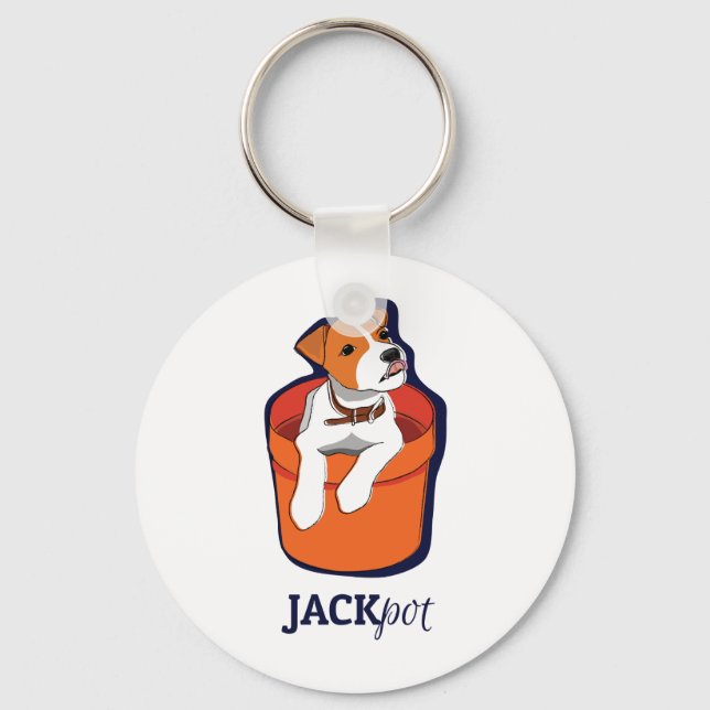 ’Jackpot’ Jack Russell Terrier Nyckelring (Framsida)