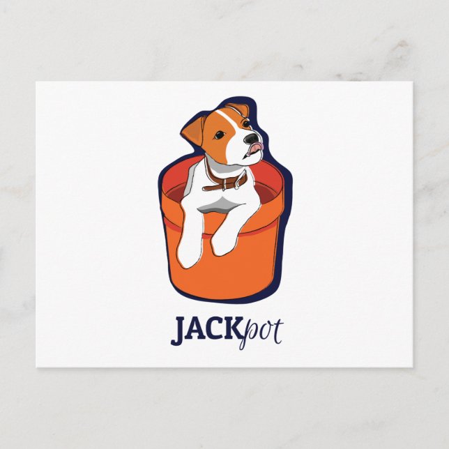 ’Jackpot’ Jack Russell Terrier Postcard Vykort (Framsida)
