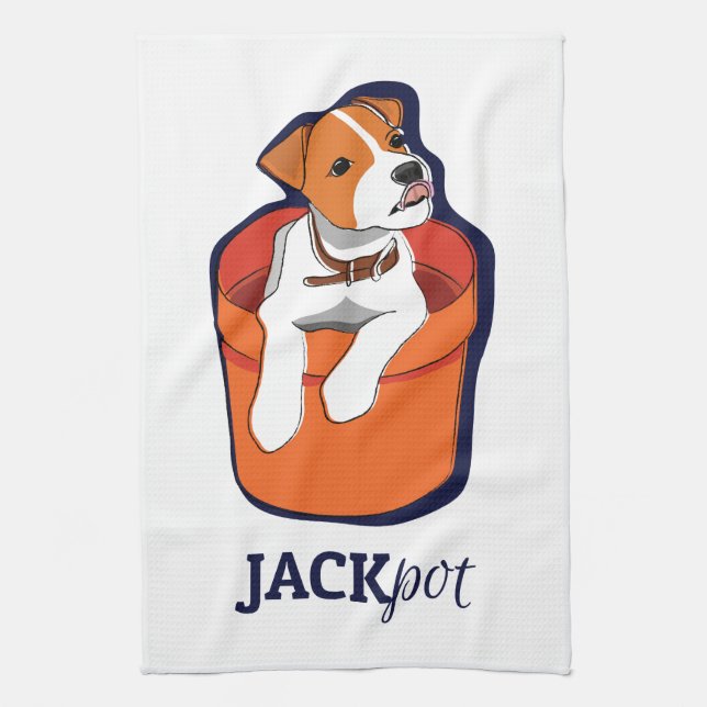 "Jackpot" jackRussell Terrier Kökshandduk (Vertikal)