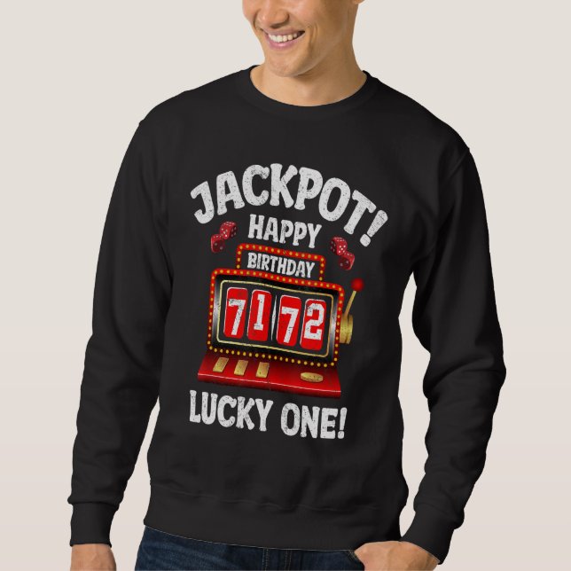Jackpot Lycklig 72:a födelsedag Firman Slot Morsa Lång Ärmad Tröja (Framsida)