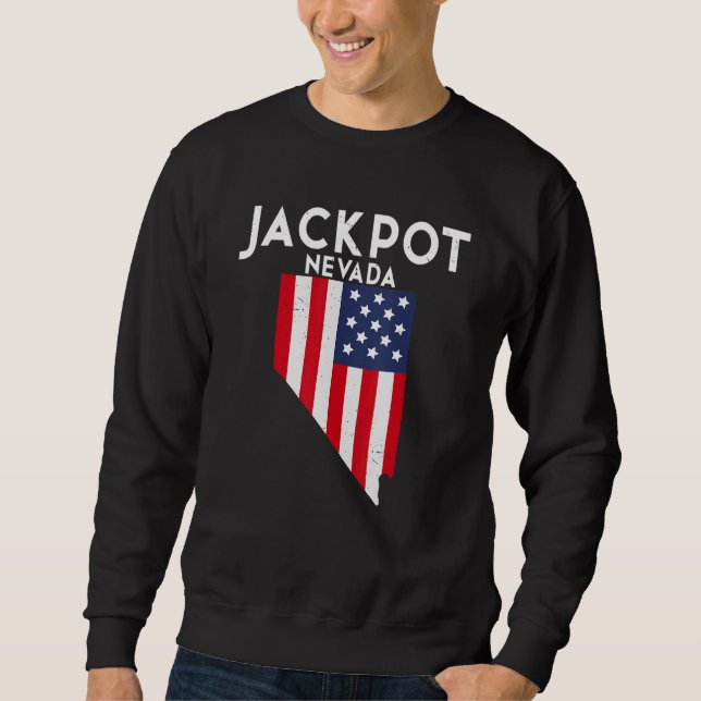 Jackpot Nevada USA Delstat Amerika Resa Nevadan Lång Ärmad Tröja (Framsida)