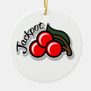 Jackpotkörsbärprydnad (tända), julgransprydnad keramik
