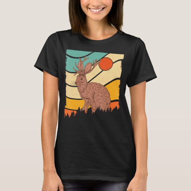 Jackrabbit Desert Sunset Mountain Cactus Sunshine  T Shirt (Framsida)