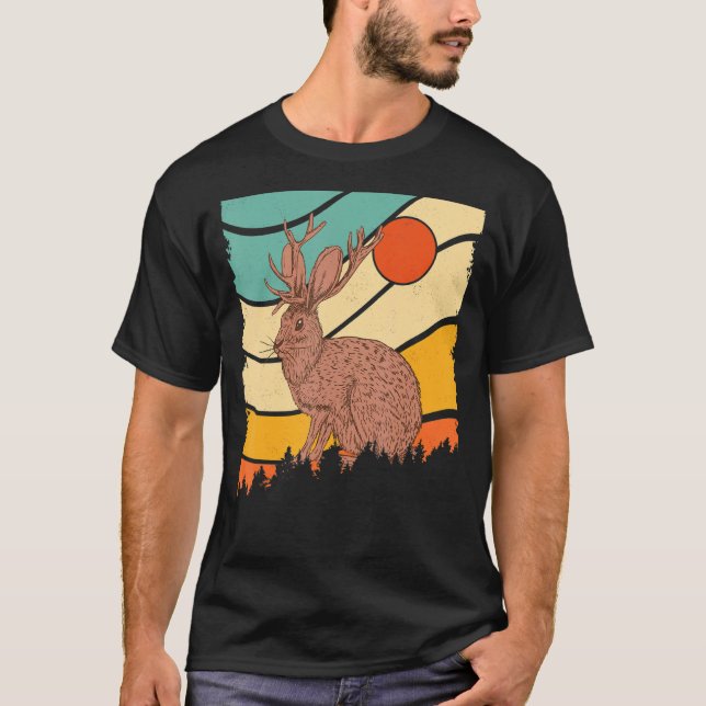 Jackrabbit Desert Sunset Mountain Cactus Sunshine  T Shirt (Framsida)