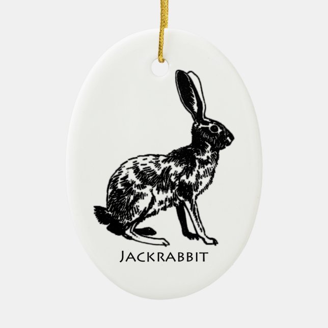 Jackrabbitillustration Julgransprydnad Keramik (Framsidan)