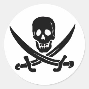 JackRackham-Svart Runt Klistermärke