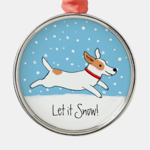 JackRussell Terrier - lycklig snöhundhelgdag Julgransprydnad Metall