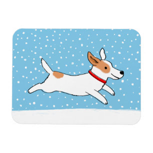 JackRussell Terrier - lycklig vintersnöhund Magnet