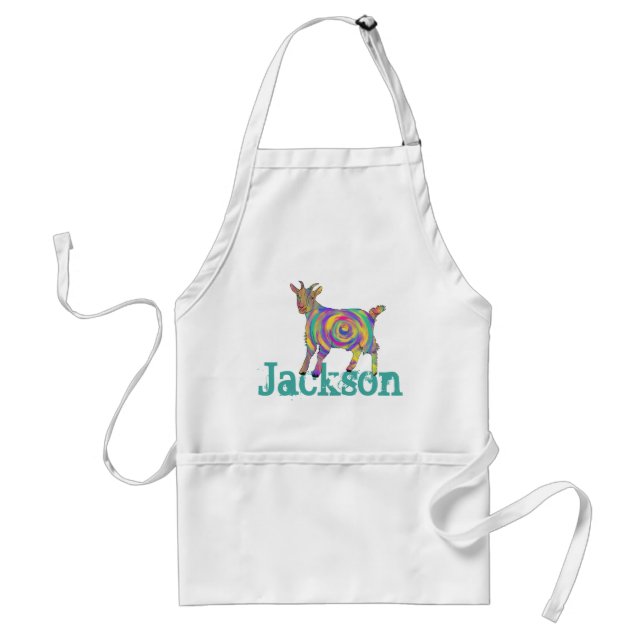 Jackson Add Namn Rainbow Spiral Goat Animal Art Ar Förkläde (Framsidan)