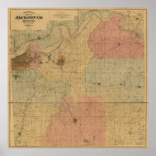 Jackson County, Missouri Antique Karta Poster