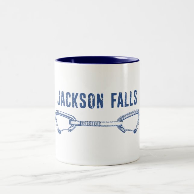 Jackson Falls Illinois Klippklättring Quickdraw Två-Tonad Mugg (Center)