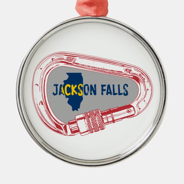 Jackson Falls Illinois Sten klättringsbrickor Julgransprydnad Metall (Framsidan)