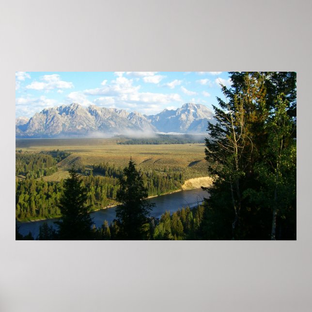 Jackson Hål Mountain och River Poster (Framsidan)