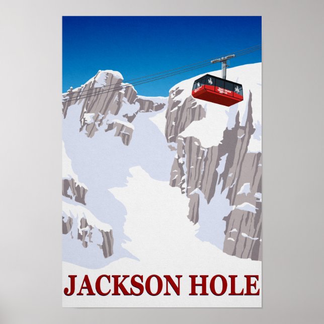Jackson Hål Ski Resort Cable Car Poster (Framsidan)