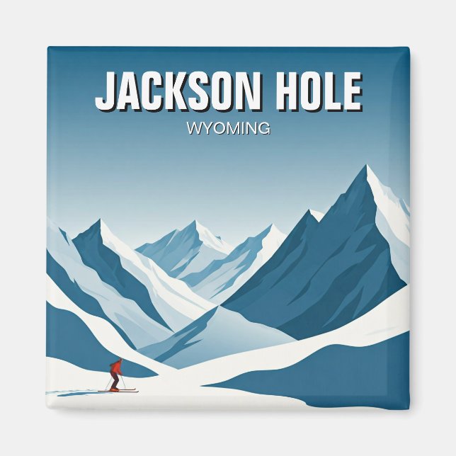 Jackson Hål Skiing Travel Magnet (Framsidan)