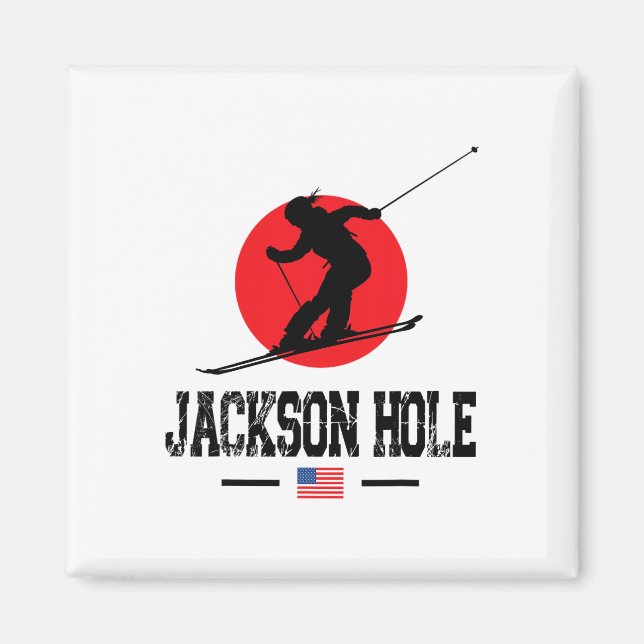 Jackson Hål Usa Ski Resort Rocky mountains Americ Magnet (Framsidan)
