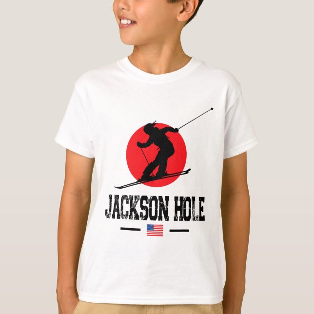 Jackson Hål Usa Ski Resort Rocky mountains Americ T Shirt (Framsida)