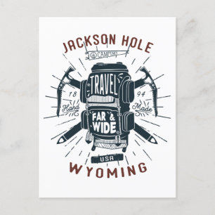 Jackson Hål Wyoming Backpack Gear Retro Travel Vykort