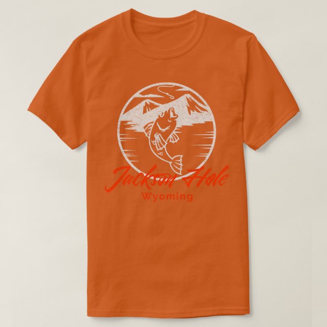 Jackson Hål Wyoming Flygfiske Hiking Skiing Tra T Shirt (Design framsida)