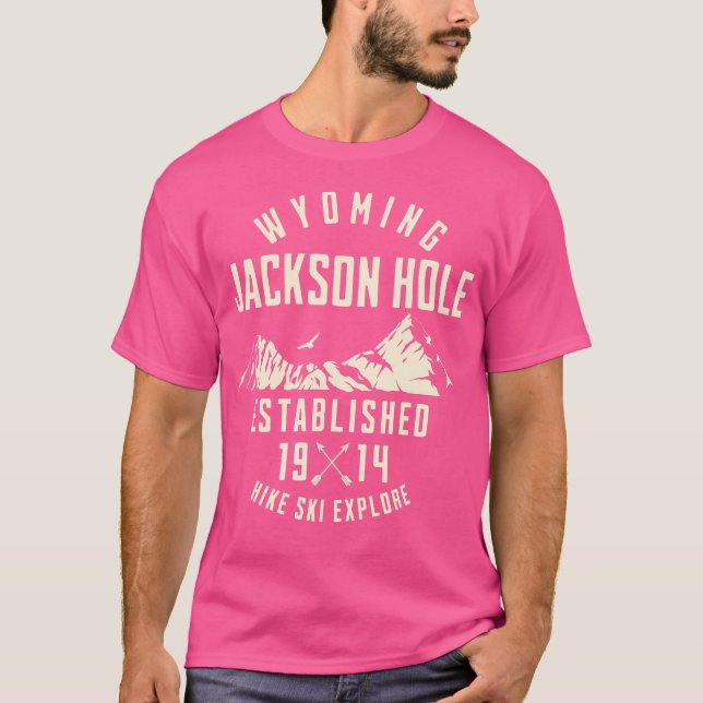 Jackson Hål Wyoming Natature Ski Hiking utomhus T Shirt (Framsida)