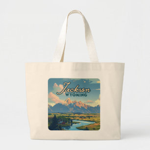 Jackson Hål Wyoming Ranch Tetons Mountain Retro Jumbo Tygkasse