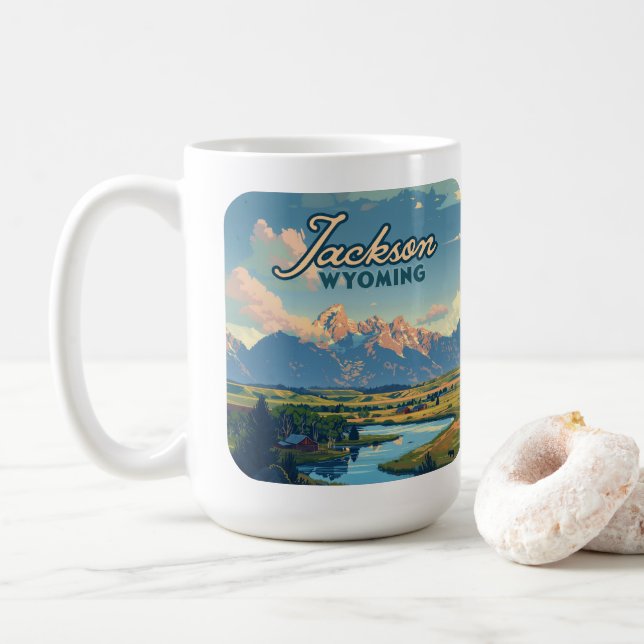 Jackson Hål Wyoming Ranch Tetons Mountain Retro Kaffemugg (Med munk)