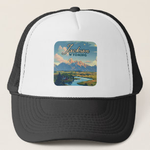 Jackson Hål Wyoming Ranch Tetons Mountain Retro Keps