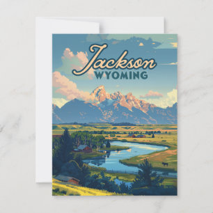 Jackson Hål Wyoming Ranch Tetons Mountains Card